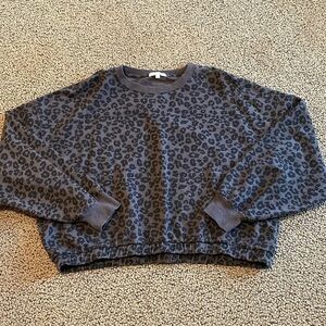 Z Supply Black & Gray Leopard Print Crop Top Size Small in EUC